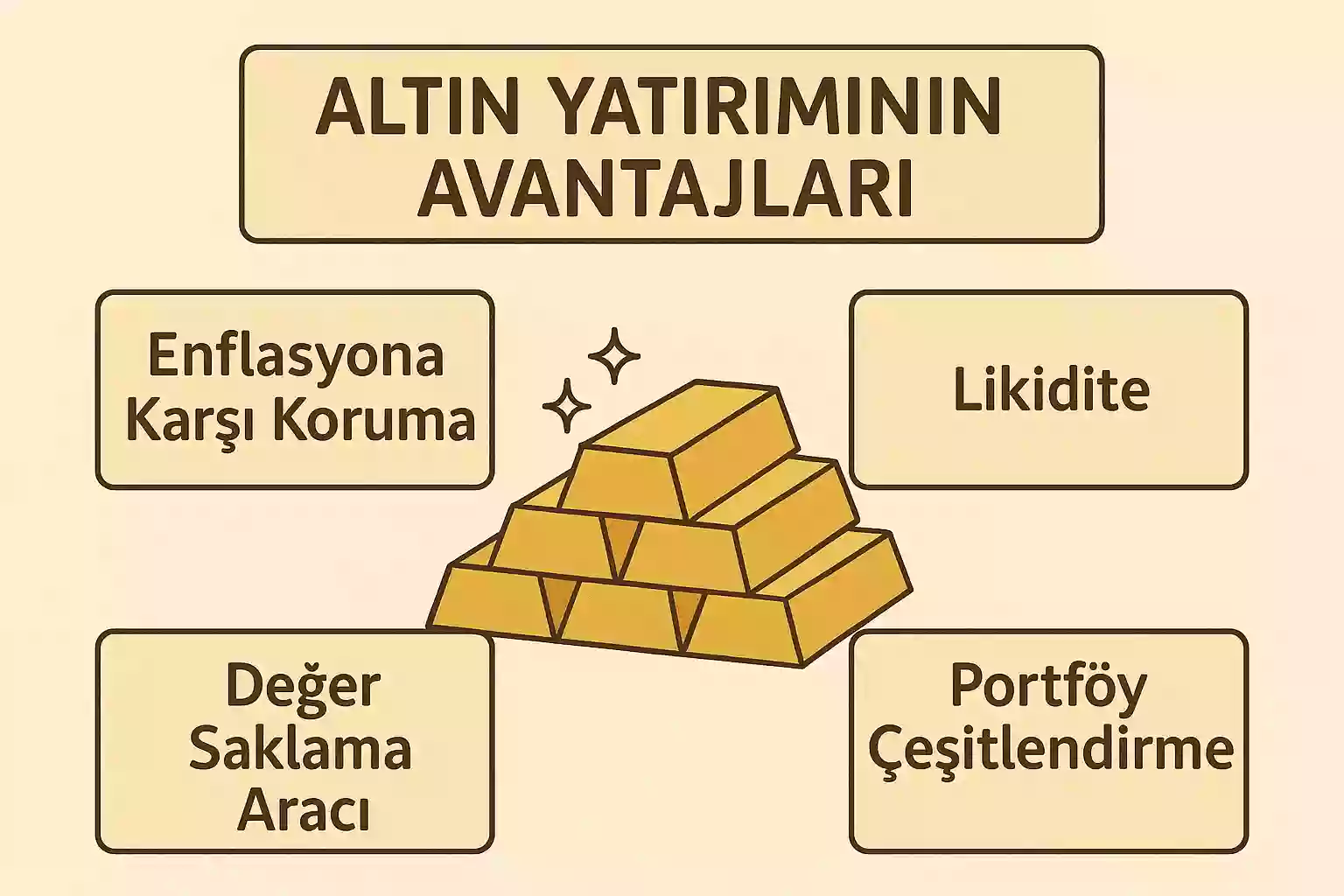 Altın yatırımının avantajlarını gösteren tablo