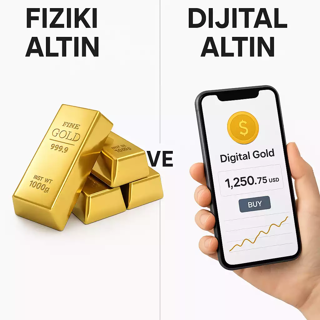 Fiziki altın ve dijital altın karşılaştırması görseli